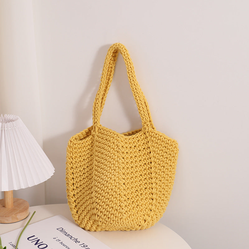 South Korea Vintage Shoulder Cotton Thread Woven Bag Crochet Handbag Straw Bag Vacation Beach Bag Bella Mia